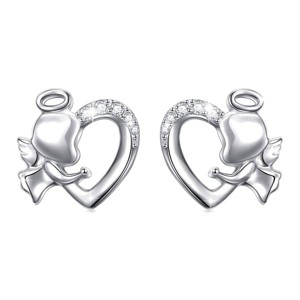 Angel Heart Stud Earrings for Women Sterling Silver Cubic Zirconia Ginger Lyne Collection - 1 of 4