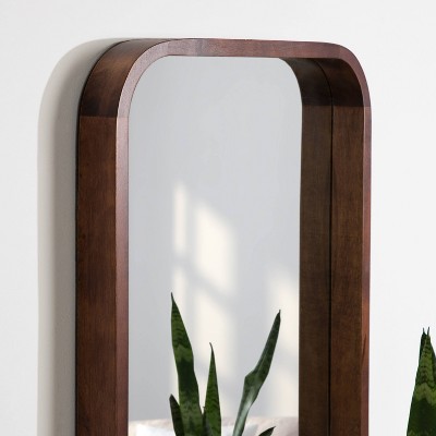 Hutton Rounded Rectangle Walnut Wood Bathroom Vanity Mirror 23" x 34.7"