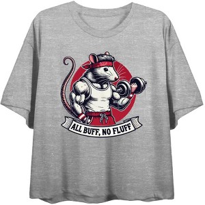 Gym Rat "All Buff No Fluff" Women's Crew Neck Short Sleeve Top - 1 of 3