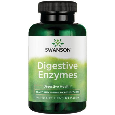 Swanson Digestive Enzymes - Promotes Digestive Health Support - Aids Healthy Digestion of Carbs, Proteins, and Fats - (180 Tablets).