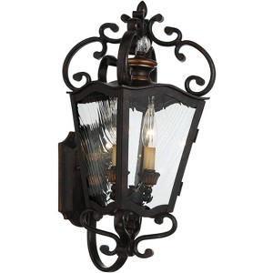 Minka Lavery Vintage Outdoor Wall Light Fixture Village Aged Patina 2-Light 21" Clear Textured Glass Shade for Post Exterior Barn - 1 of 3