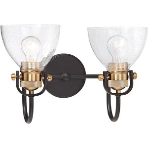 Minka Lavery Modern Wall Light Sconce Lustrous Bronze Hardwired 16 1/4" 2-Light Fixture Clear Seedy Glass for Bedroom Bathroom - 1 of 4