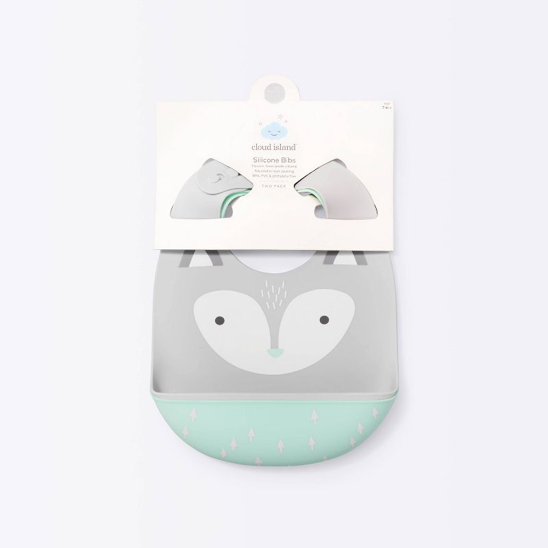 Silicone Bibs with Decal - 2ct - Cloud Island&#8482; Gray Fox &#38; Green Arrows, 5 of 8