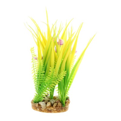Unique Bargains Aquarium Plants Decorations Artificial Aquatic Plant Green Yellow 1 Pcs