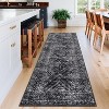 2x8,Washable Runner Rug Runner Vintage Rug Non Slip Kitchen Rug Distressed Grey Rug Low Pile Entryway Rug Soft Bathroom Rugs Stain  Black - 2 of 4