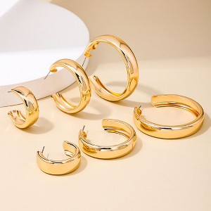 Anna-Kaci Women's 3 Pairs Chunky Hoop Earrings Set - 1 of 3