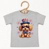 The Juniper Shop Patriotic Fluffy Dog Toddler Short Sleeve Tee - 5T - Heather Grey - 2 of 4