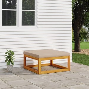 vidaXL Patio Footrest with Taupe Cushion Solid Wood Acacia - 1 of 4