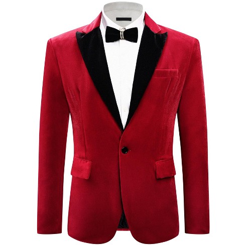 Lars Amadeus Men's Peak Collar Wedding Party Prom Velvet Suit Jackets - image 1 of 4