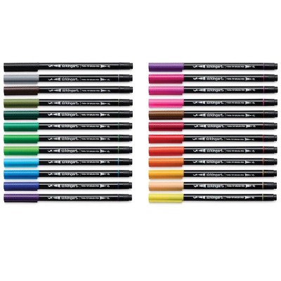 KINGART PRO Twin-Tip Brush Pens 24 Colors