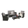 4-Piece Outdoor Patio Rattan Conversation Sofa Set with Tempered Glass Coffee Table - 2 of 4