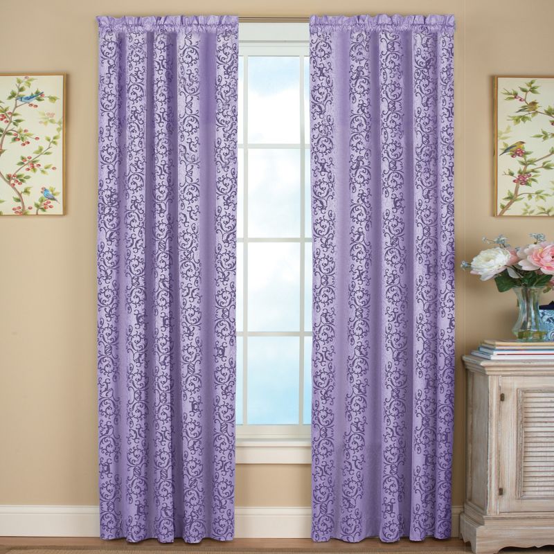 Collections Etc Scroll Insulated Sheen Curtain Panel, Single Panel,, 2 of 5