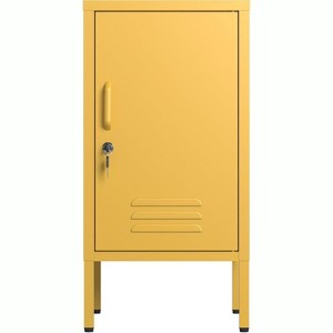 Single Door Lockable Metal End Table,Modern Minimalist Room Side Table with 2 Adjustable Shelf,Multi Storage Cabinet for Living Room Bedroom - 1 of 4