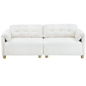 TiramisuBest French retro cloud fabric double-seat creamy style straight-line sofa for the living room., Modular Sectional Sofa with Storage - 1 of 4