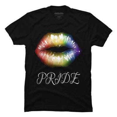 Adult Design By Humans Artistic Pride Rainbow Lips By DaniSpolez T-Shirt