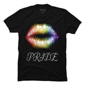 Adult Design By Humans Artistic Pride Rainbow Lips By DaniSpolez T-Shirt - 1 of 2