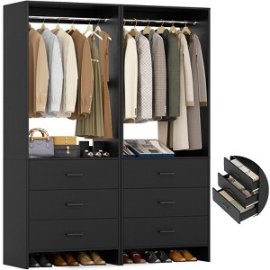 Aheaplus 24'' Freestanding Closet Organizer System with Hanging Rods and Drawers - 1 of 4
