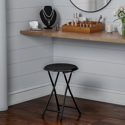 Hastings Home Round Padded Folding Stool - 18", Black