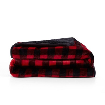 10lbs 50"x60" Printed Shiny Velvet Reversible to Sherpa Weighted Throw Blanket Red - Rejuve