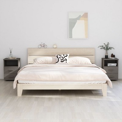 vidaXL Bedside Cabinets HAMAR 2 pcs Light Gray 15.7 in.x13.8 in.x24.4 in. Solid Wood