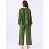 Womens Pajamas Set Long Sleeve Floral Pullover Tie Front Wide Leg 2 Piece Loungewear Large Deep Green Floral - 4 of 4