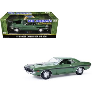 1970 Dodge Challenger R/T Hemi F8 Green with Black and Green Interior 1/18 Diecast Model Car by Greenlight - 1 of 4