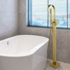 Cobbe Single Handle Freestanding Floor Standing Bathtub Filler Faucet Bathtub Filler with Swivel Spout and Handheld Shower Brushed Gold - 2 of 4