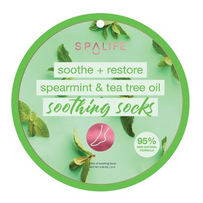 SpaLife Soothe and Restore Spearmint and Tea Tree Oil Soothing Socks - 0.89oz