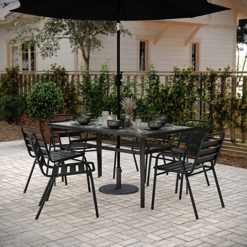 Flash Furniture Kona Universal Cement Patio Umbrella Base with Sunburst Patterned Weatherproof Plastic Polymer Coating, 3 of 9