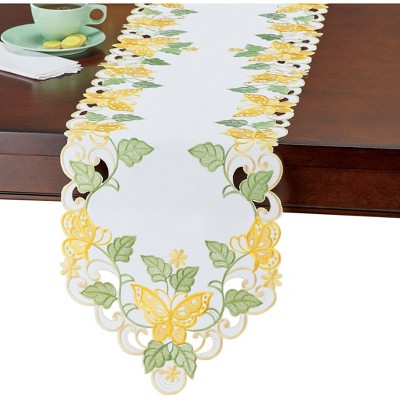 Collections Etc Embroidered Butterfly Leaf Table Linens