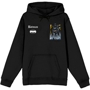 Batman Heroic Pose Oversized Graphic Men's Black Long Sleeve Hooded Sweatshirt - 1 of 2