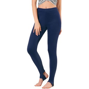 INSPIRE CHIC Women's Elastic Waistband Soft Gym Yoga Cotton Stirrup Pants Leggings - 1 of 4