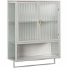 Wall-Mounted Bathroom Cabinet with Removable Shelves, Space-Saving Over Toilet Storage Unit, Medicine Cabinet with Tempered Glass Door - 2 of 4
