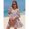 EXLURA Womens Square Neck Dress Long Puff Sleeve A-Line Casual Short Mini Dresses - 4 of 4