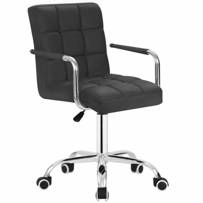 LACOO Faux Leather Office Desk Stool Swivel Chair with Armrest