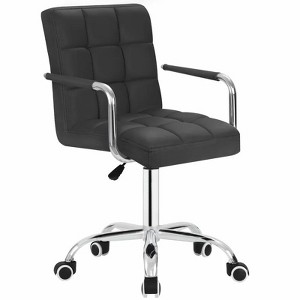 LACOO Faux Leather Office Desk Stool Swivel Chair with Armrest - 1 of 4