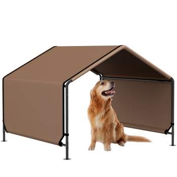 PawHut Dog Tent, Portable Dog Shelter Water Resistant Dog Beach Tent for Shade Protection, for Outdoor, Garden, Patio, Backyard, Brown