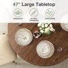 47" Round Dining Table for 4, Circle Dining Table with Storage Shelf & Wood Slide Door, Walnut - 3 of 4