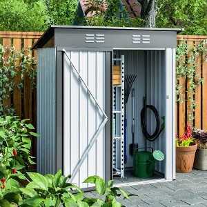 5x3 Ft Metal Storage Shed, Waterproof Outdoor Tool Storage Cabinet Garden Shed With Lockable Hinged Doors, For Backyard Patio Lawn - 1 of 4