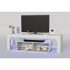 Modern TV Stand Entertainment Center with LED Lighting - 2 Drawers, Open Shelf, 16-Color Remote Control Lights - Holds Up to 70" TV - 4 of 4