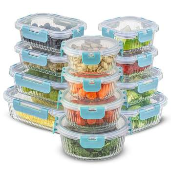 NutriChef 24 pc. Stackable Borosilicate Glass Food Storage