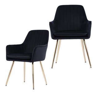 NicBex Velvet Dining Chairs Set of 2,Upholstered Dining Room Chair with Armrest,Kitchen Chairs for Office,Living,Meeting Room,Bedroom - 1 of 2