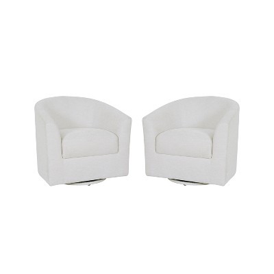 Set of 2 Liria Wooden Upholstered Barrel Chair for Livingroom with Metal Swivel Base | ARTFUL LIVING DESIGN