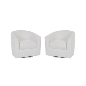 Set of 2 Liria Wooden Upholstered Barrel Chair for Livingroom with Metal Swivel Base | ARTFUL LIVING DESIGN - 1 of 4