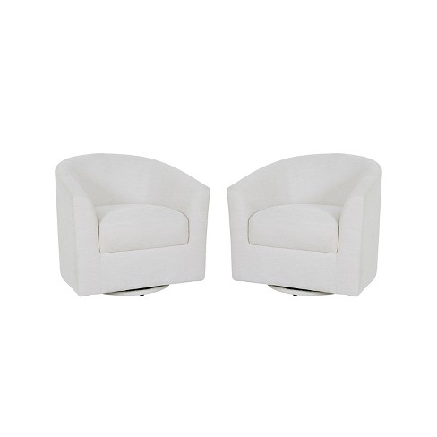 White leather on sale barrel chair