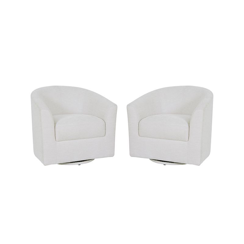 Set of 2 Liria Wooden Upholstered Barrel Chair for Livingroom with Metal Swivel Base | ARTFUL LIVING DESIGN, 1 of 10