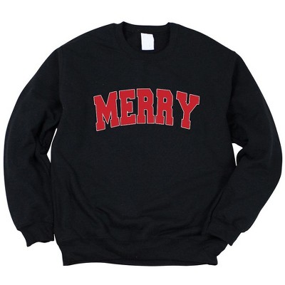 Simply Sage Market Women's Graphic Sweatshirt Merry Varsity White Outline