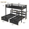 NicBex Metal Twin over Twin&Twin Bunk Bed,Triple Twin Bunkbeds with USB,Ladder&Storage Shelves,Bunk Bed Frame for Teens&Adults,300/350lbs Max,Black - 3 of 4
