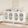 Whizmax Buffet Storage Cabinet with 2 Fluted Glass Doors, Small Sideboard Wood Console Cabinet for Dining Room, Kitchen, Living Room, Hallway, White - 3 of 4