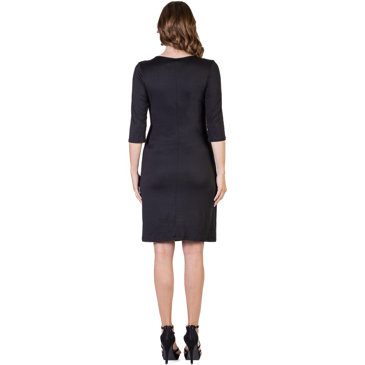 Womens Draped in Style Knee Length V-Neck Dress - 24seven Comfort Apparel™ - thumbnail 3